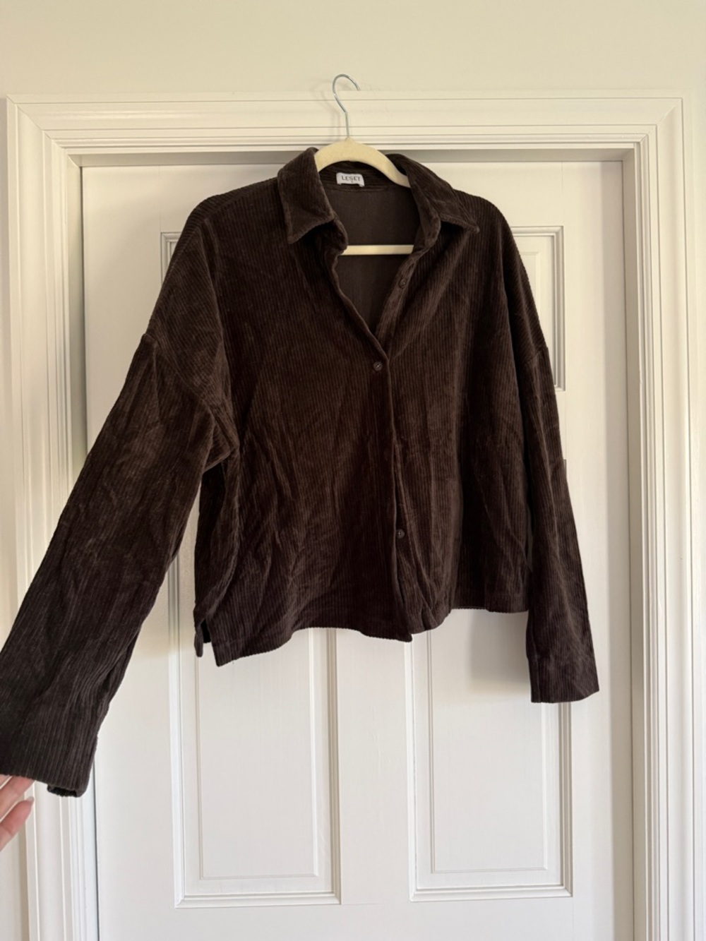 LESET Dark Brown Corduroy Button-Front Jacket